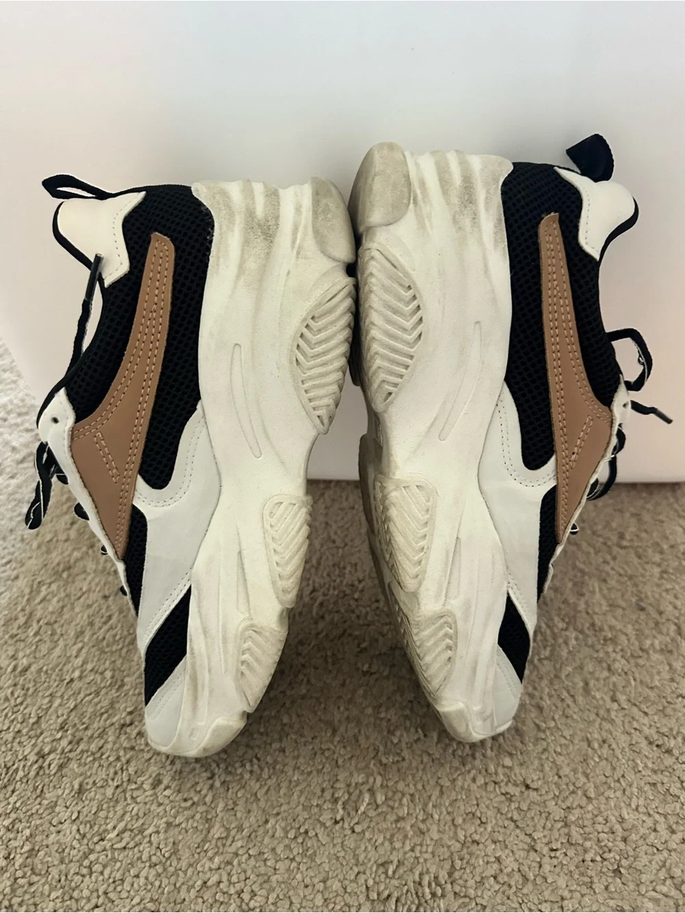 SM New York White, Black & Brown Women's Chunky Sneakers